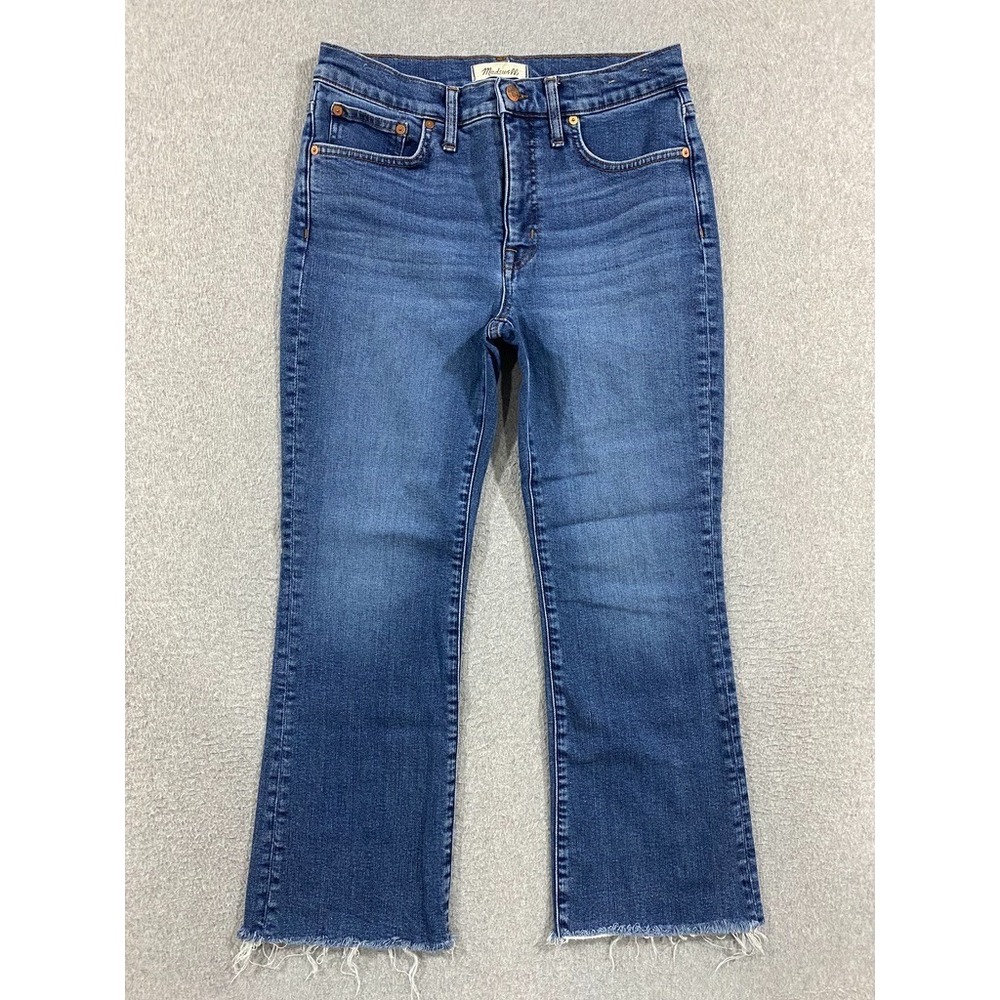 Madewell Jeans Womens 28 Blue Mid‎ Rise Kick Out Jeans Medium Wash Denim Raw Hem